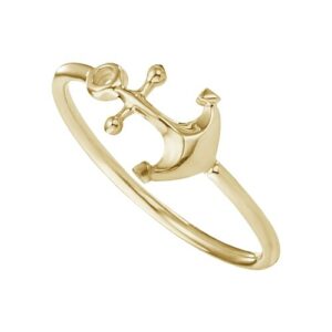 CAÏ Fingerring »925/- Silber vergoldet Anker«