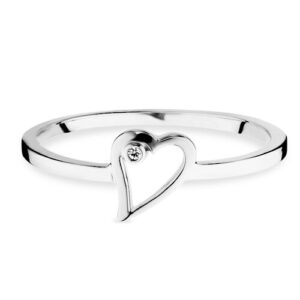 CAÏ Fingerring »925/- Sterling Silber rhodiniert Zirkonia Herz«