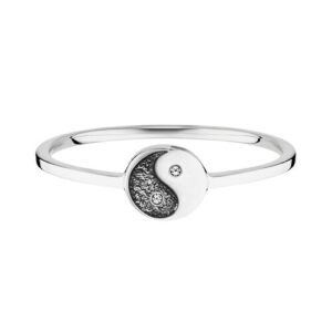 CAÏ Fingerring »925/- Sterling Silber rhodiniert Zirkonia Yin Yang«