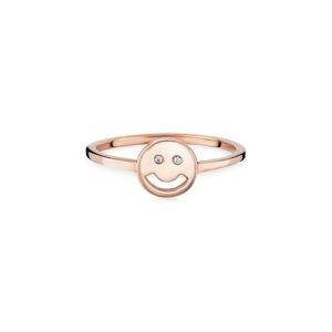 CAÏ Fingerring »925 Sterling Silber rotvergoldet Zirkonia Emoji«