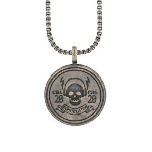 CAÏ Kette mit Anhänger »925/- Silber matt oxidiert Rock Music Skull Wappen«