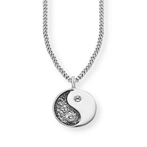 CAÏ Kette mit Anhänger »925/- Sterling Silber rhodiniert Zirkonia Yin Yang«