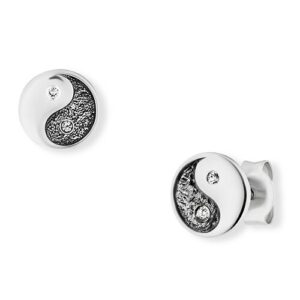 CAÏ Paar Ohrstecker »925/- Sterling Silber Zirkonia Yin Yang«