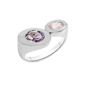 CELESTA Fingerring »925 Silber Amethyst + Rosenquarz«