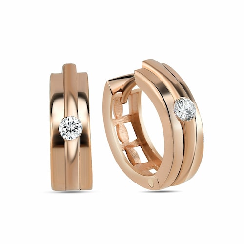 dKeniz Paar Creolen »925/- Sterling Silber rosévergoldet Hochglanz Design Ohrring«