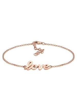 Elli Armband »ROSÉGOLD 925 Silber mit "Love" Schriftzug«