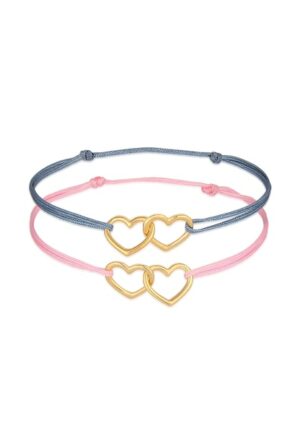 Elli Armband Set »Kinder Herzen Nylon Bändchen 2er Set 925 Silber«