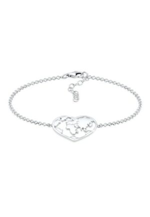 Elli Armband »Weltkugel Globus Reise Herz Cut Out 925 Silber«