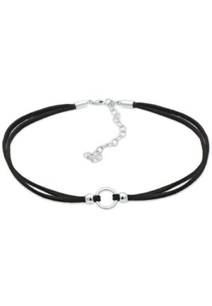 Elli Collier »Halsband schwarz Choker mit Kreis 925 Silber«