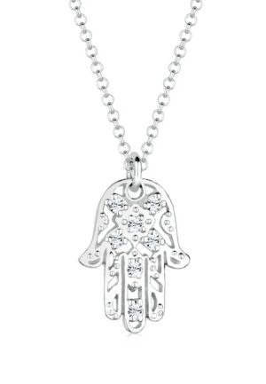 Elli Collierkettchen »Hamsa Hand der Fatima Kristalle 925 Silber«