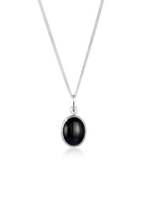 Elli Collierkettchen »Onyx Anhänger Oval Klassisch 925 Silber«