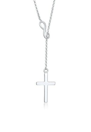 Elli Collierkettchen »Y-Kette mit Kreuz und Infinity Symbol 925 Silber«