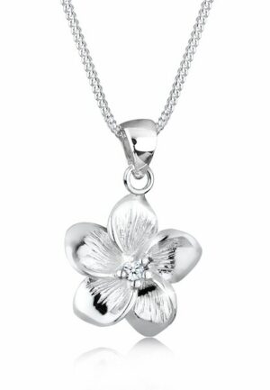 Elli DIAMONDS Collierkettchen »Frangipani Blüte Diamant (0.03 ct) 925 Silber«