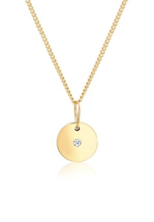 Elli DIAMONDS Collierkettchen »Plättchen mit Diamant (0.02 ct) 585 Gelbgold«