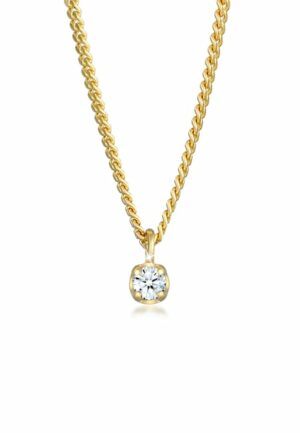 Elli DIAMONDS Collierkettchen »Solitär Diamant (0.03 ct.) Elegant 375 Gelbgold«