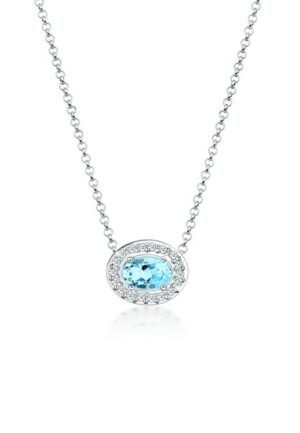 Elli DIAMONDS Collierkettchen »Topas Blau Oval Diamanten (0.18 ct.) 925 Silber«