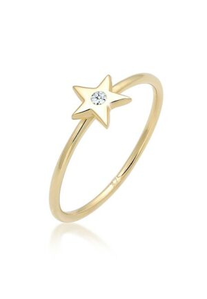 Elli DIAMONDS Diamantring »Bandring Stern Astro Diamant (0.015ct)375 Gelbgold«