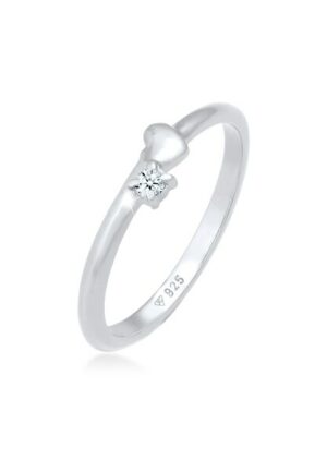 Elli DIAMONDS Diamantring »Diamant (0.03 ct.) Herz Liebe 925 Silber«