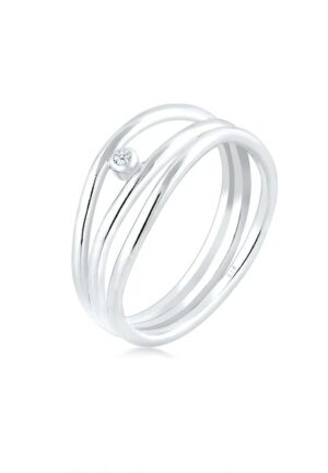 Elli DIAMONDS Diamantring »Wickelring Asymmetrisch Diamant (0.015ct.) Silber«