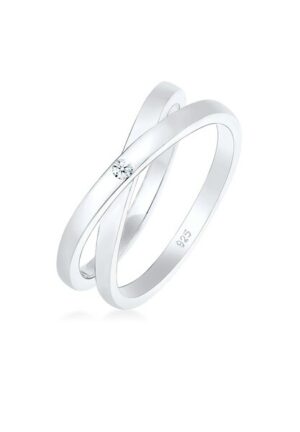 Elli DIAMONDS Diamantring »Wickelring Cross Diamant (0.015 ct.) 925 Silber«