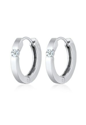 Elli DIAMONDS Paar Creolen »Creolen Diamant (0.22 ct.) Eleganz 925 Silber«