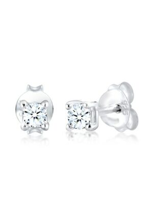 Elli DIAMONDS Paar Ohrstecker »Basic Ohrstecker Diamant (0.12 ct.) 925er Silber«