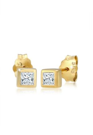 Elli DIAMONDS Paar Ohrstecker »Prinzessschliff Diamant (0.2 ct.) 585er Gelbgold«