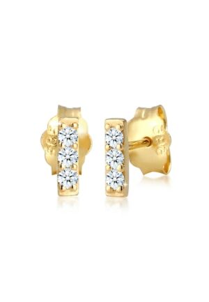 Elli DIAMONDS Paar Ohrstecker »Rechteck Geo Stab Diamant (0.09 ct) 585er Gelbgold«