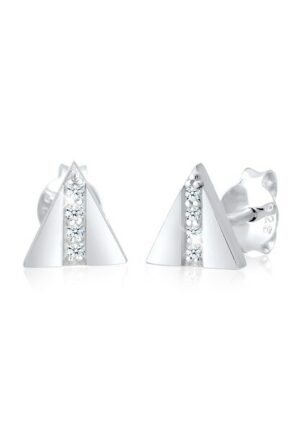 Elli DIAMONDS Paar Ohrstecker »Stecker Geo Dreieck Diamant (0.04 ct.) 925 Silber«