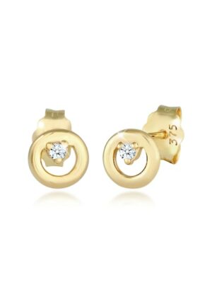 Elli DIAMONDS Paar Ohrstecker »Stecker Rund Diamanten (0.03 ct.) 375 Gelbgold«