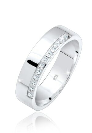 Elli DIAMONDS Verlobungsring »Bandring Basic Diamanten (0.06 ct.) 925 Silber«