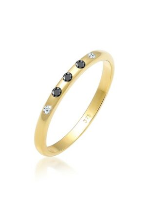 Elli DIAMONDS Verlobungsring »Bandring Weiß Schwarz Diamant (0.075 ct) 375 Gold«