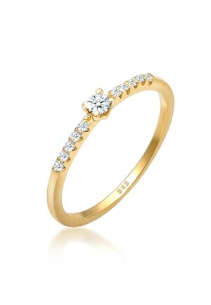 Elli DIAMONDS Verlobungsring »Geo Microsetting Diamant (0.11 ct.) 585 Gelbgold«