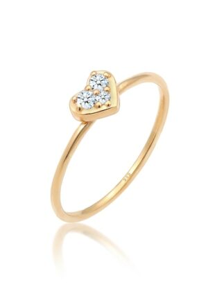 Elli DIAMONDS Verlobungsring »Herz Trio Diamant (0.075 ct.)Romantik 585 Gelbgold«