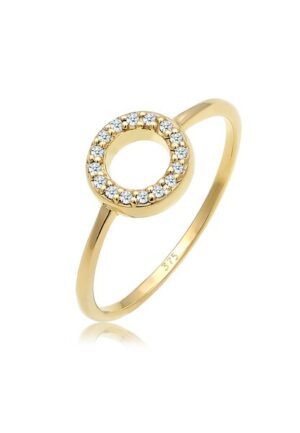 Elli DIAMONDS Verlobungsring »Kreis Geo Diamant Verlobung 0.08 ct. 375 Gelbgold«