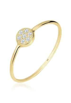 Elli DIAMONDS Verlobungsring »Kreis Scheibe Diamant 0.035 ct. 375 Gelbgold«