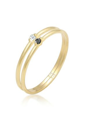 Elli DIAMONDS Verlobungsring »Solitär Schwarz Weiss Diamant (0.03 ct.) Gelbgold«