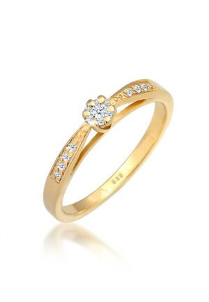 Elli DIAMONDS Verlobungsring »Verlobung Diamant (0.085 ct.) Blume 585 Gelbgold«