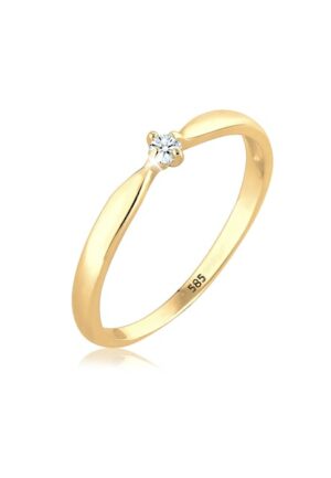 Elli DIAMONDS Verlobungsring »Verlobung Welle Diamant (0.03 ct.) 585 Gelbgold«