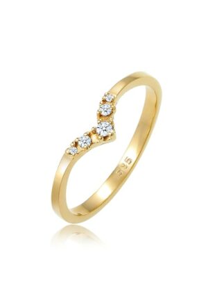 Elli DIAMONDS Verlobungsring »Verlobungsring V-Form Diamant 0.07 ct 585 Gelbgold«