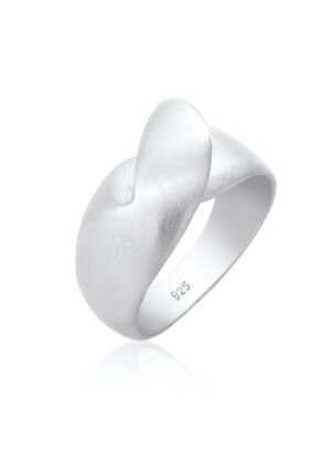 Elli Fingerring »Bandring Wellen Organic Geo Matt Knoten 925 Silber«