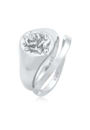 Elli Fingerring »Siegelring Rose Basic Ring 2er Set 925 Silber«