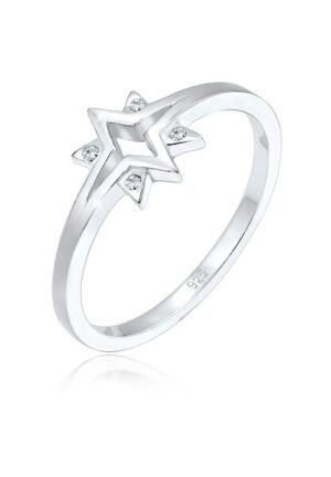 Elli Fingerring »Sterne Starburst Kristalle 925 Silber«