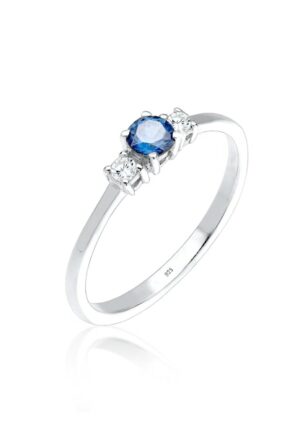 Elli Fingerring »Verlobungsring Zirkonia Saphirblau 925 Silber«