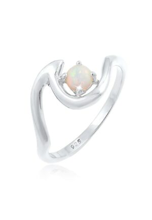 Elli Fingerring »Welle Wave Maritim Synthetischer Opal 925 Silber«