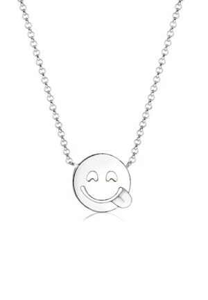 Elli Kette mit Anhänger »Anhänge mit Smile Emoji 925 Silber vergoldet«