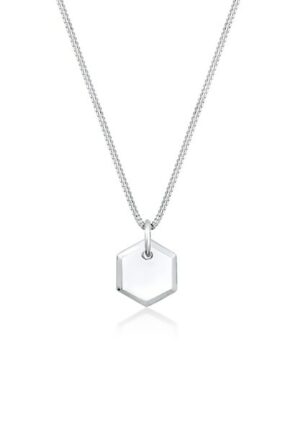 Elli Kette mit Anhänger »Panzerkette Plättchen Hexagon Basic 925 Silber«