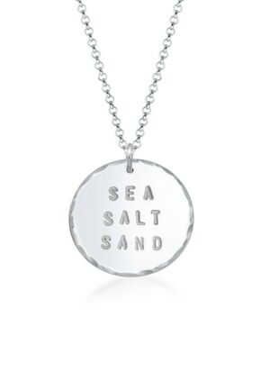 Elli Kette mit Anhänger »Sommer Sea Salt Sand Wording Plättchen 925 Silber«