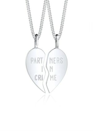 Elli Ketten-Set »Freunde Partner in Crime Wording Herz 925 Silber«