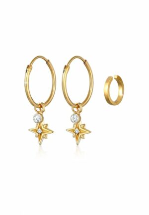 Elli Ohrring-Set »Creolen Stern Earcuff (2 tlg) 925 Silber«